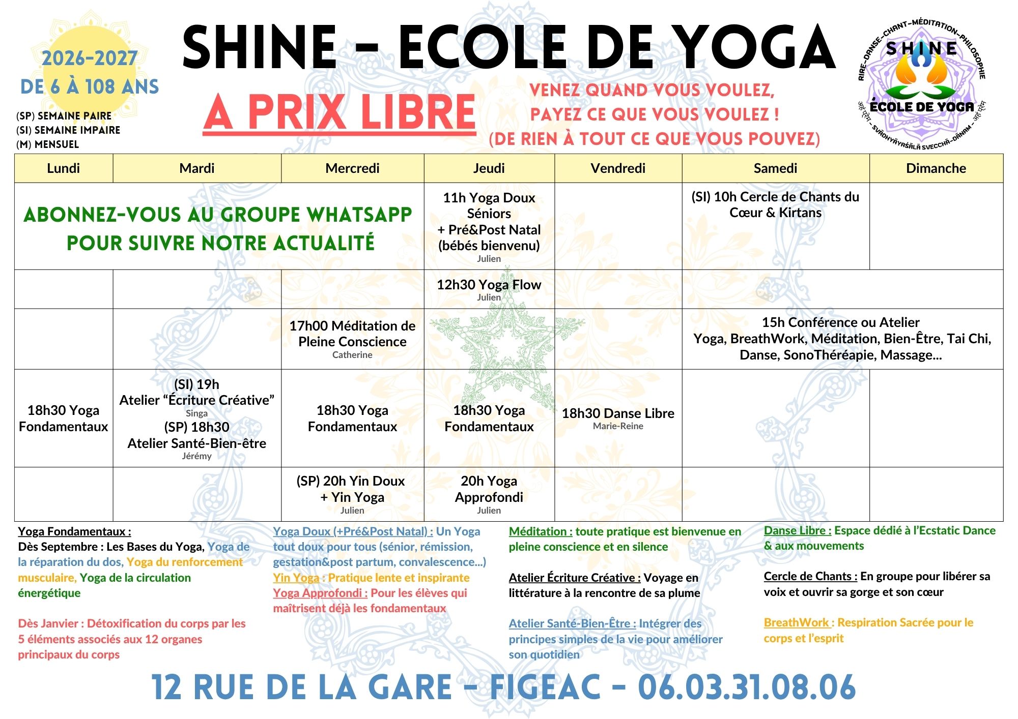 Planning Yoga SHINE
